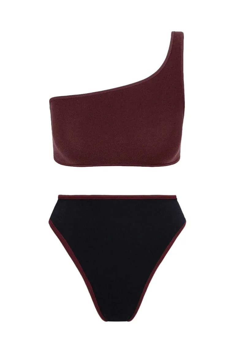 Swimwear<CULT MIA THE COCO TERRY TOP AND HIGH-RISE BRIEF REVERSIBLE BIKINI Coco/Black