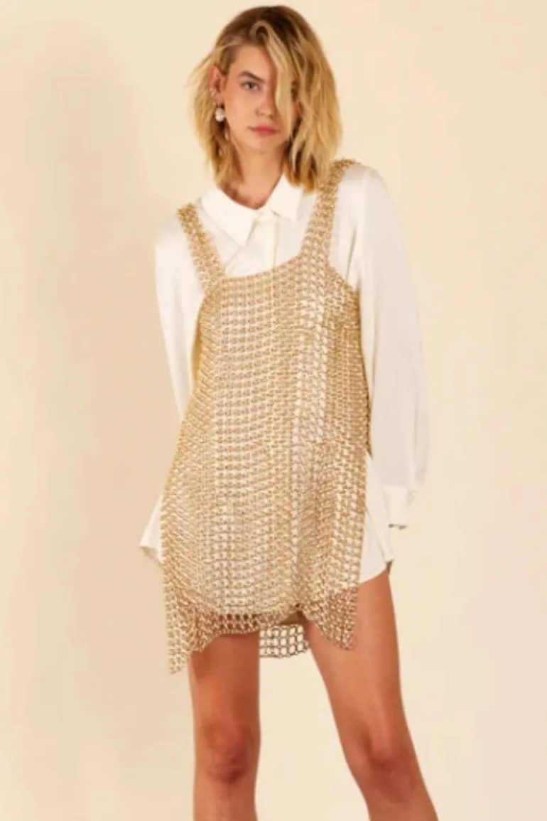 Dresses | Mini Dresses<CULT MIA THE CHAIN MINI DRESS Gold