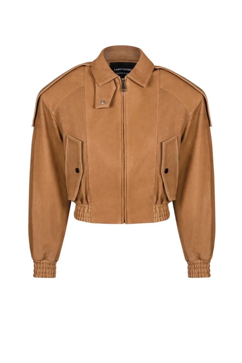 Jackets<CULT MIA TIVOLI CROCK LEATHER JACKET Brown