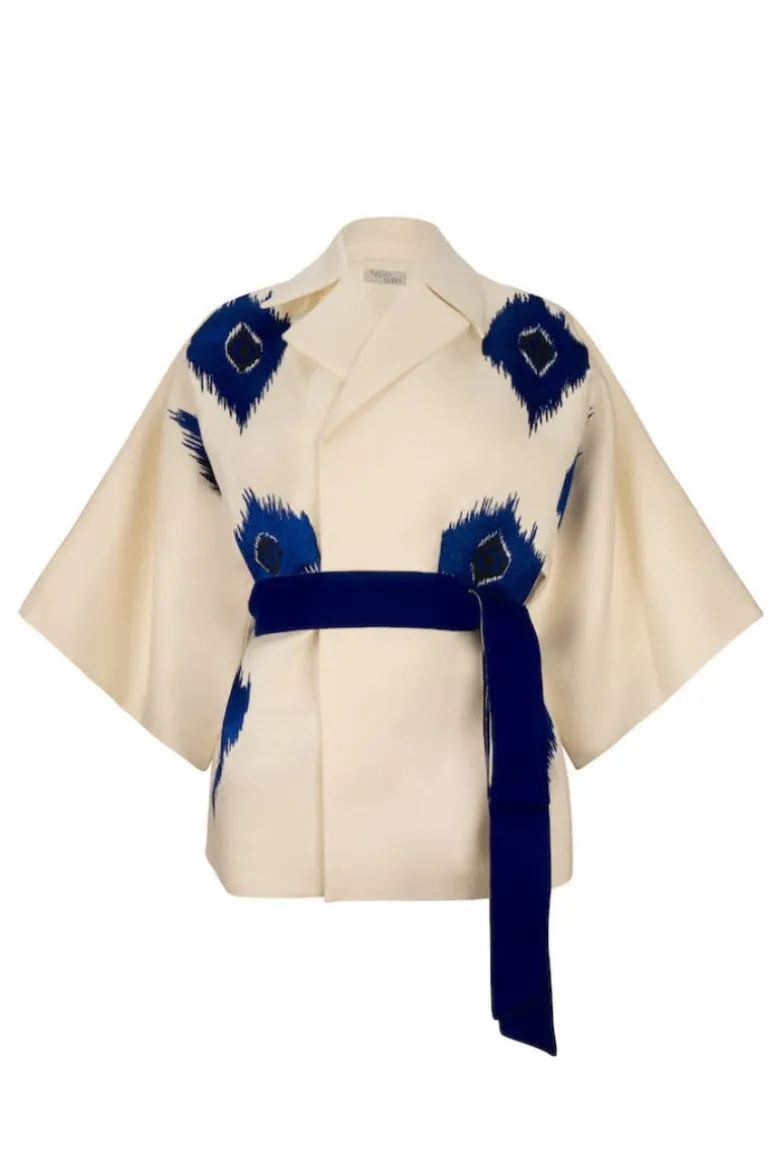 Jackets<CULT MIA TYCHEE IN BLUE JACKET Cream/Blue
