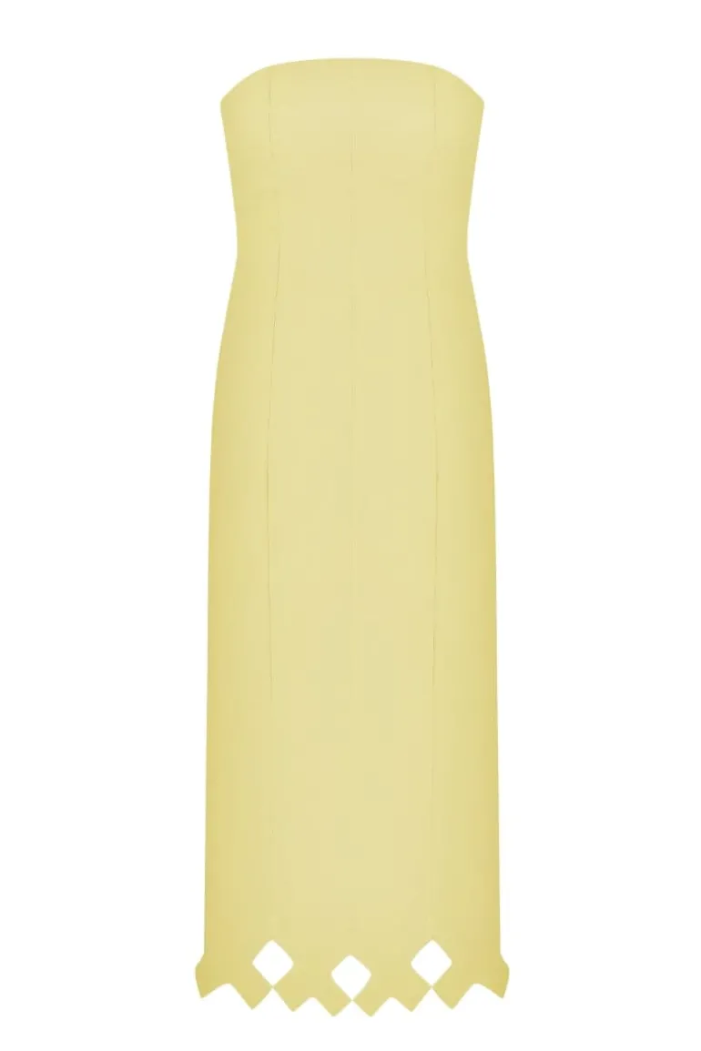 Dresses | Midi Dresses<CULT MIA TYMPAN STRAPLESS MIDI DRESS Lemon
