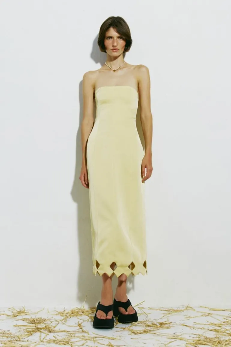 Dresses | Midi Dresses<CULT MIA TYMPAN STRAPLESS MIDI DRESS Lemon