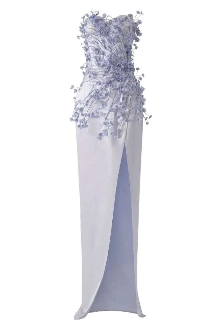 Dresses<CULT MIA CONNIE SILK SATIN FLOWERS MAXI DRESS Veri Peri