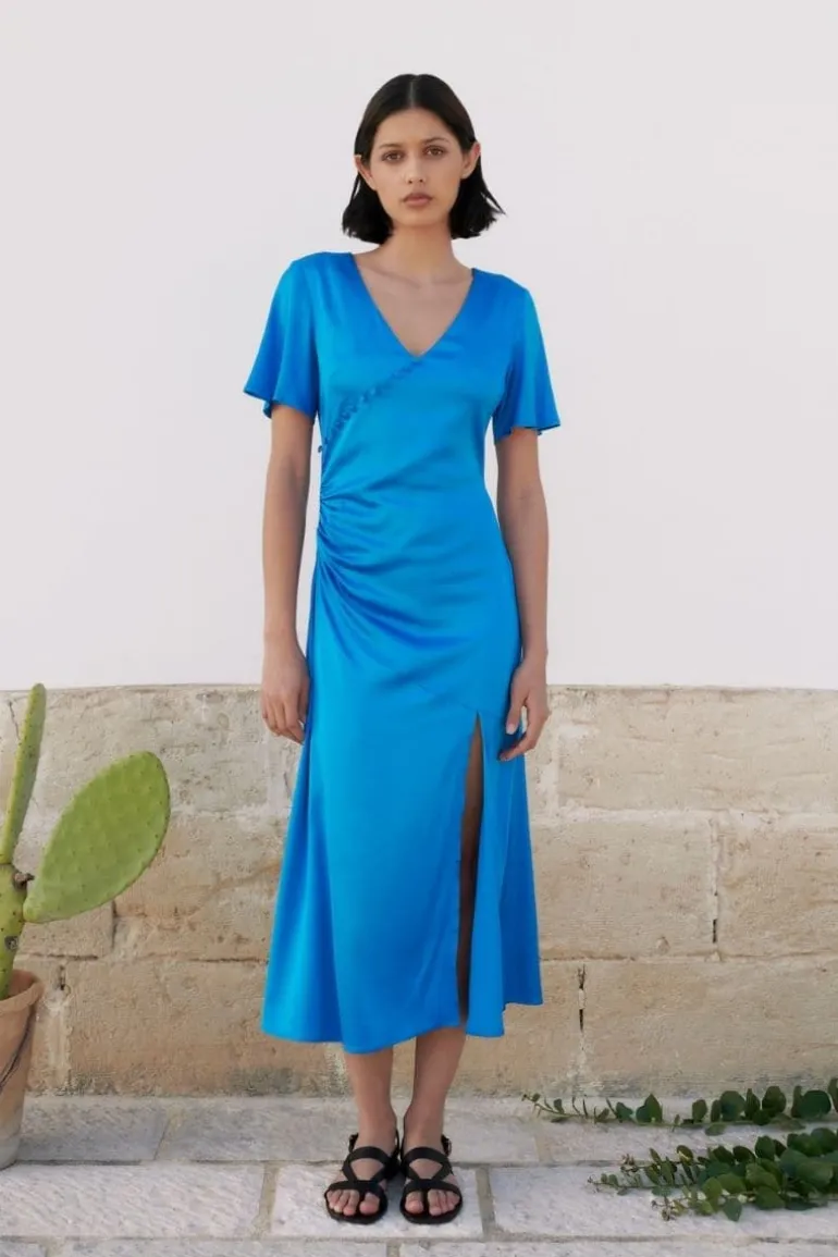 Dresses | Midi Dresses<CULT MIA GATHERED MIDI DRESS Vivid Blue
