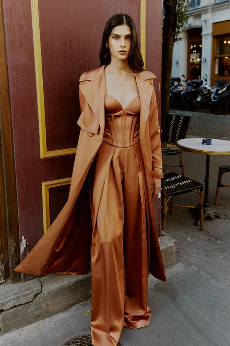Pants<CULT MIA VIVIENNE SATIN PANTS Brown
