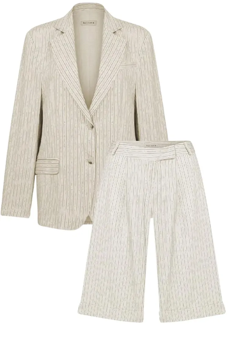 Outfit Sets<CULT MIA BOXY JACKET AND MARDE SHORTS STRIPED LINEN SET Walnut