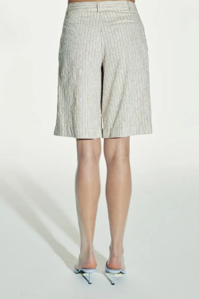 Outfit Sets<CULT MIA BOXY JACKET AND MARDE SHORTS STRIPED LINEN SET Walnut
