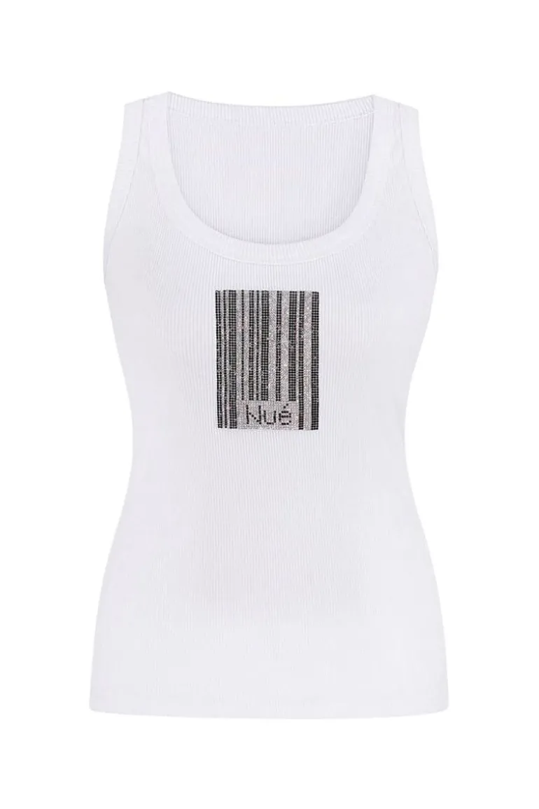 Tops<CULT MIA BARCODE RIBBED TANK TOP White