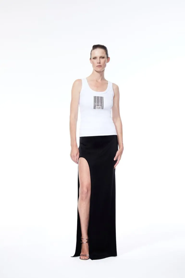 Tops<CULT MIA BARCODE RIBBED TANK TOP White