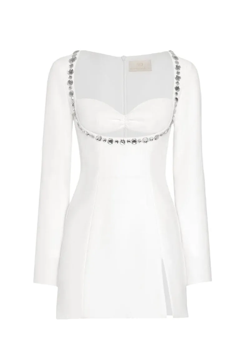 Dresses | Mini Dresses<CULT MIA CELINE MINI EMBELLISHED CREPE MINI DRESS White