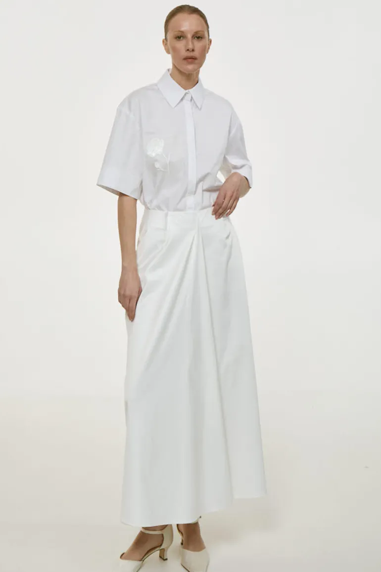 Skirts<CULT MIA COTTON MIDI SKIRT White
