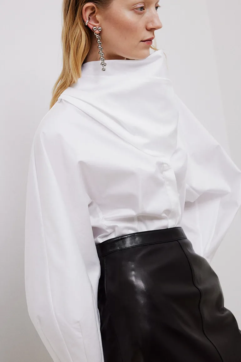 Tops<CULT MIA COTTON PUFF SLEEVES SHIRT White
