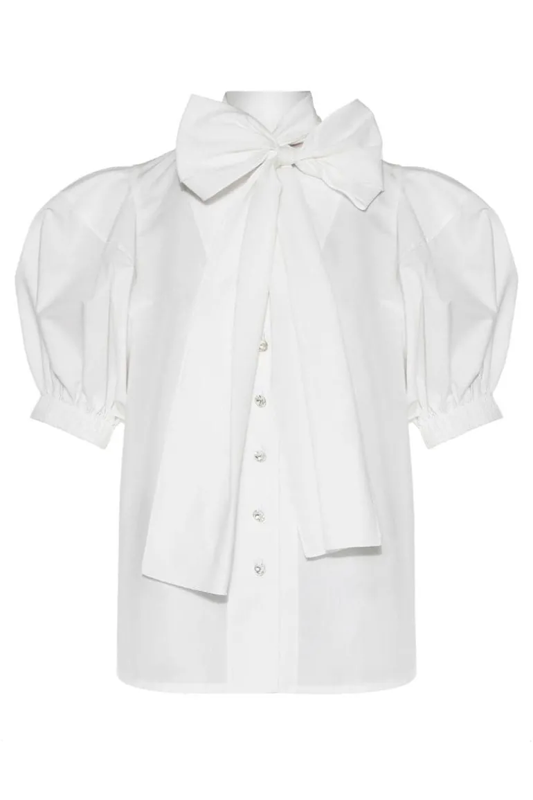 Tops<CULT MIA DAISY PUFF SLEEVE SHIRT White