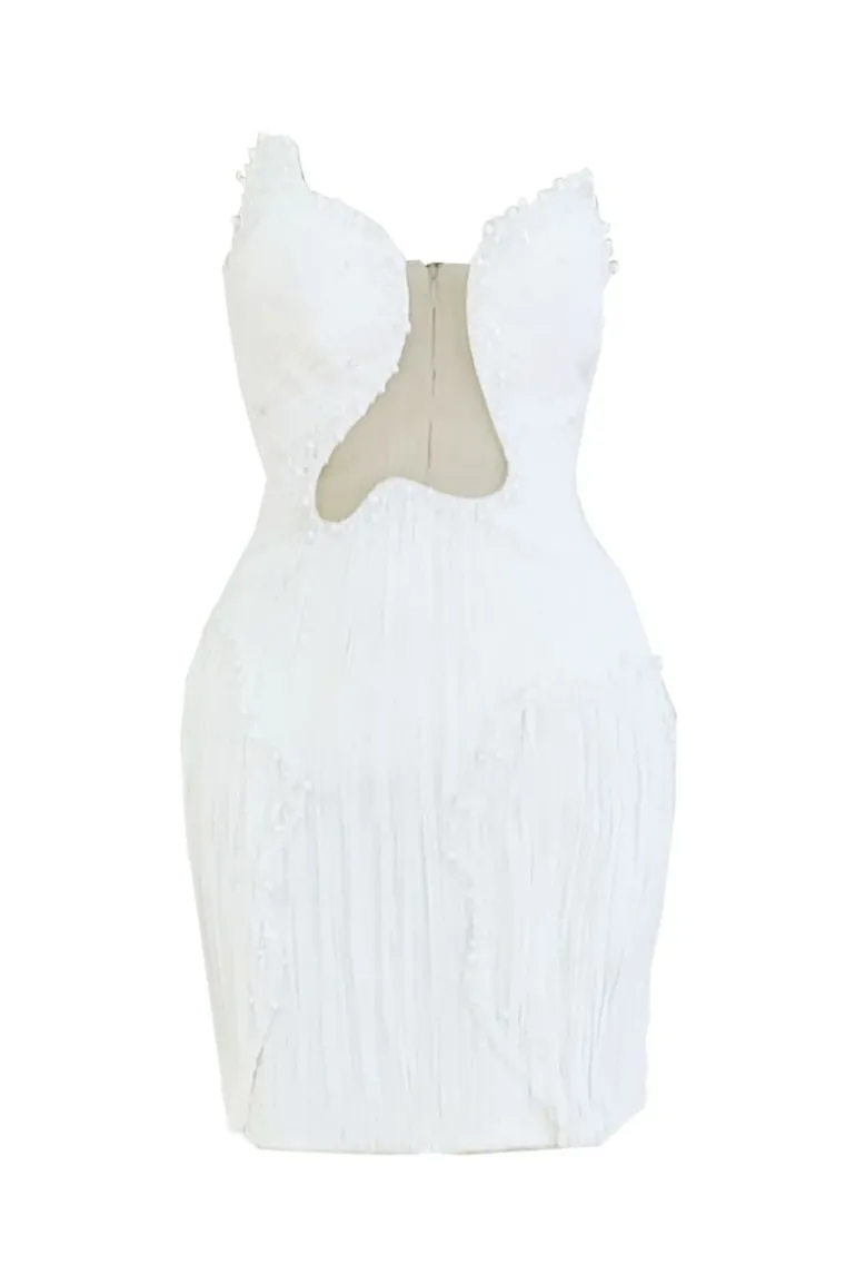 Dresses | Mini Dresses<CULT MIA EMBELLISHED CUT-OUT A-LINE MINI DRESS White