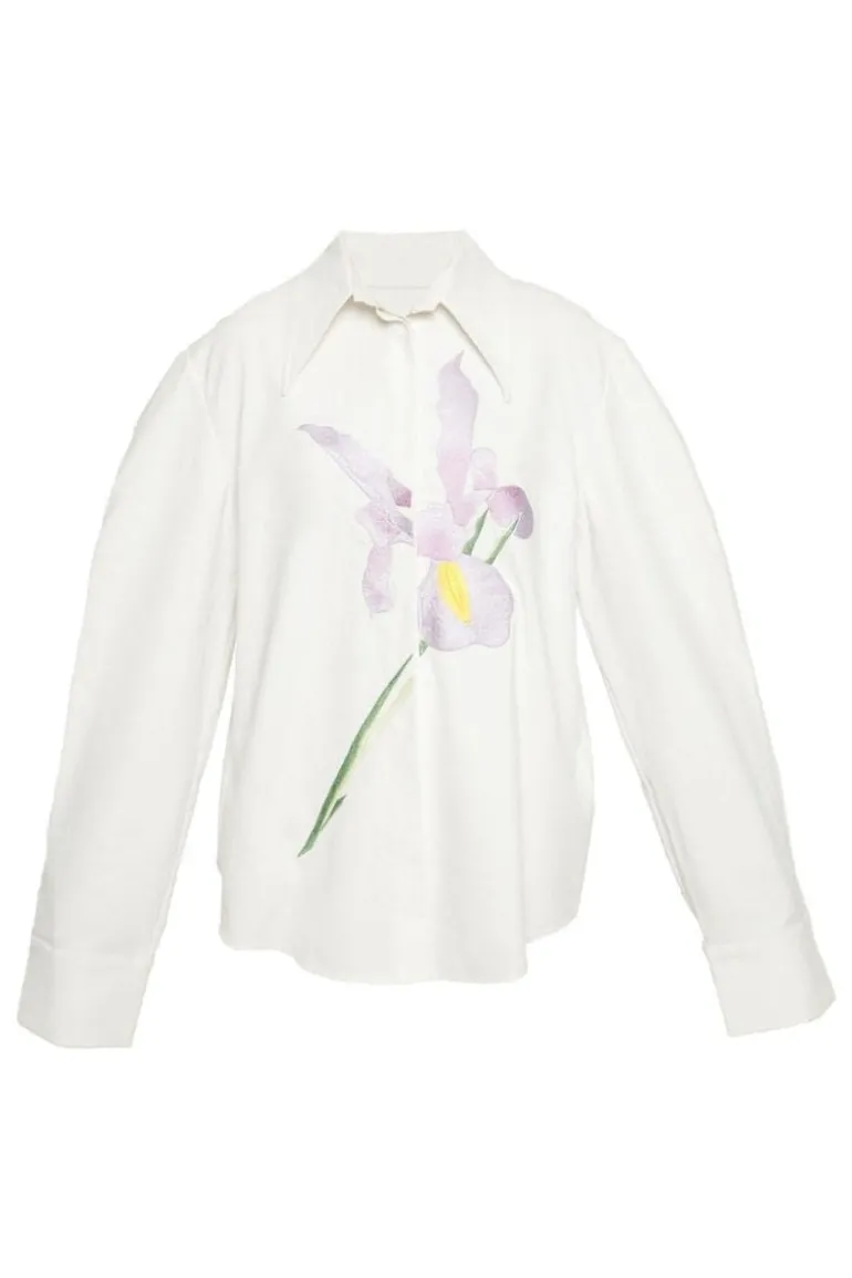 Tops<CULT MIA EMBROIDERED HOLE DETAIL TAILORED SHIRT White