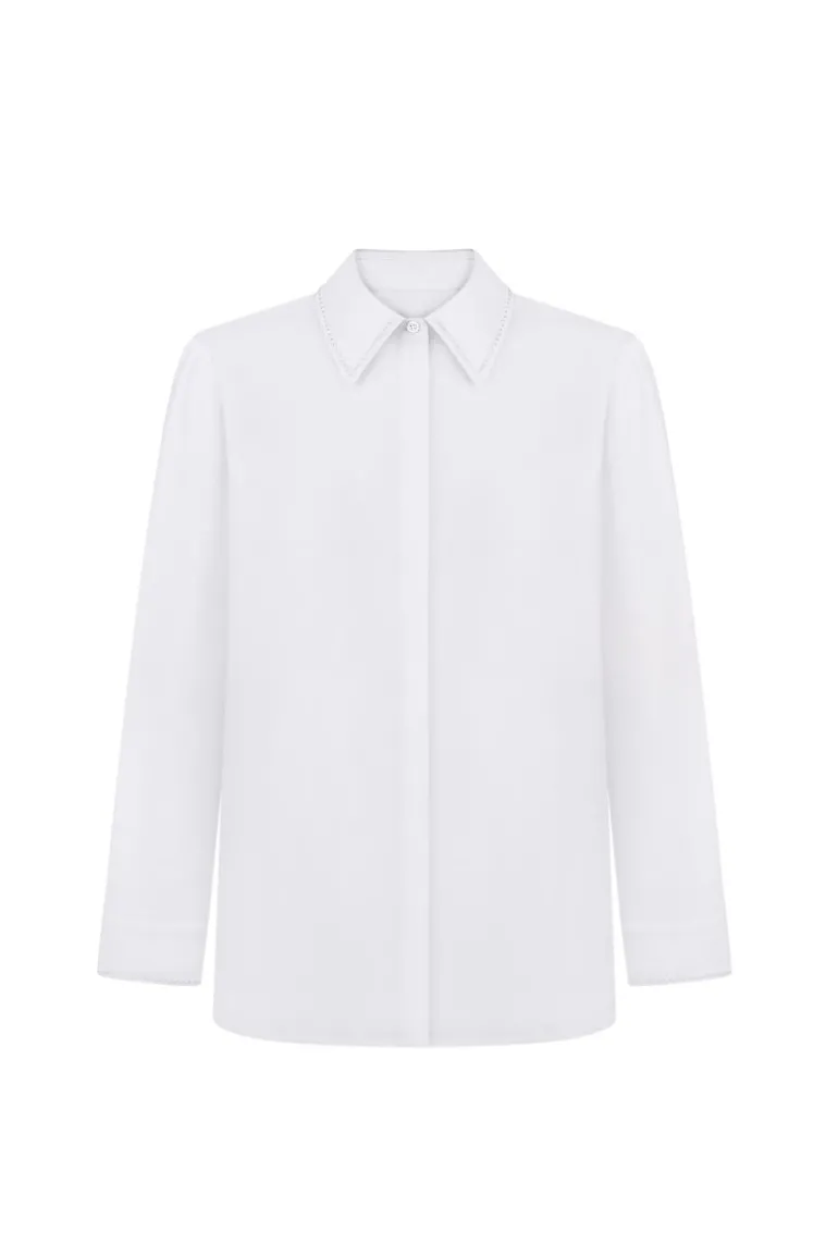 Tops<CULT MIA EMBROIDERED SHIRT White