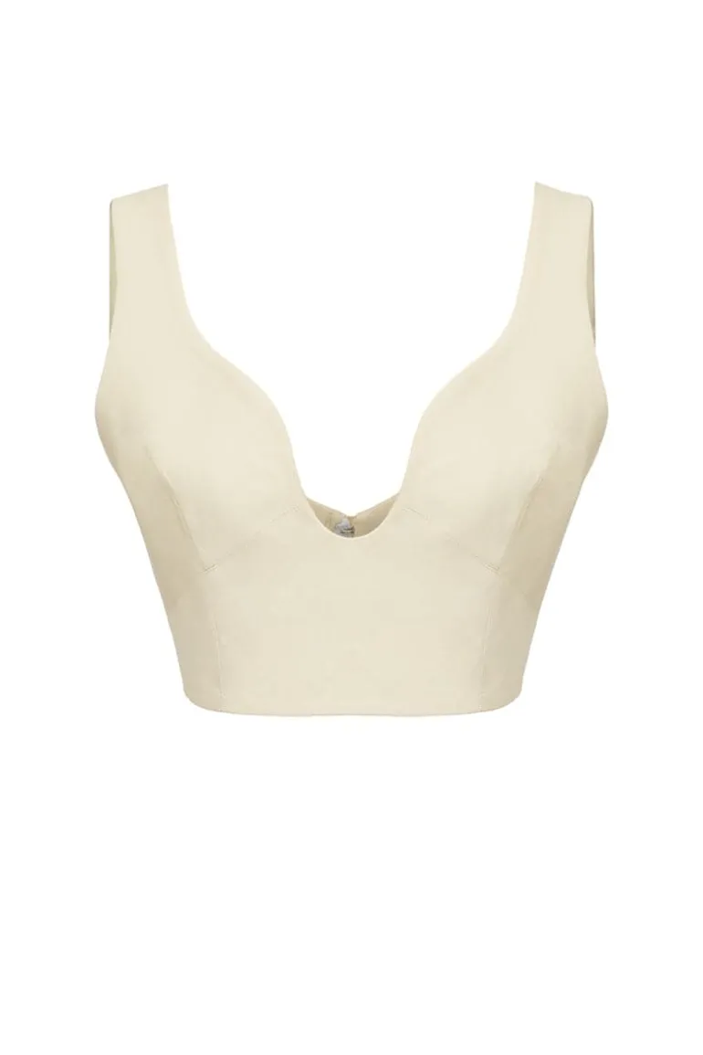 Tops<CULT MIA FITTED CROP TOP White