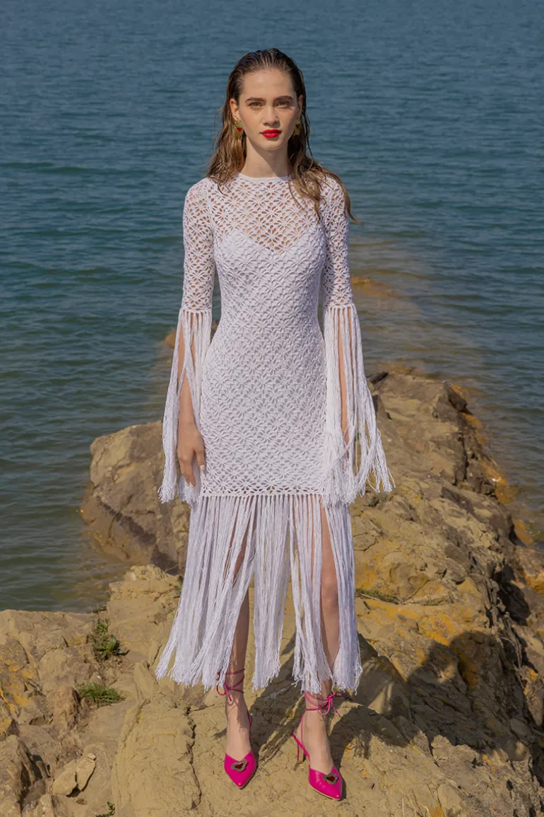 Dresses | Midi Dresses<CULT MIA FRINGE DRESS White