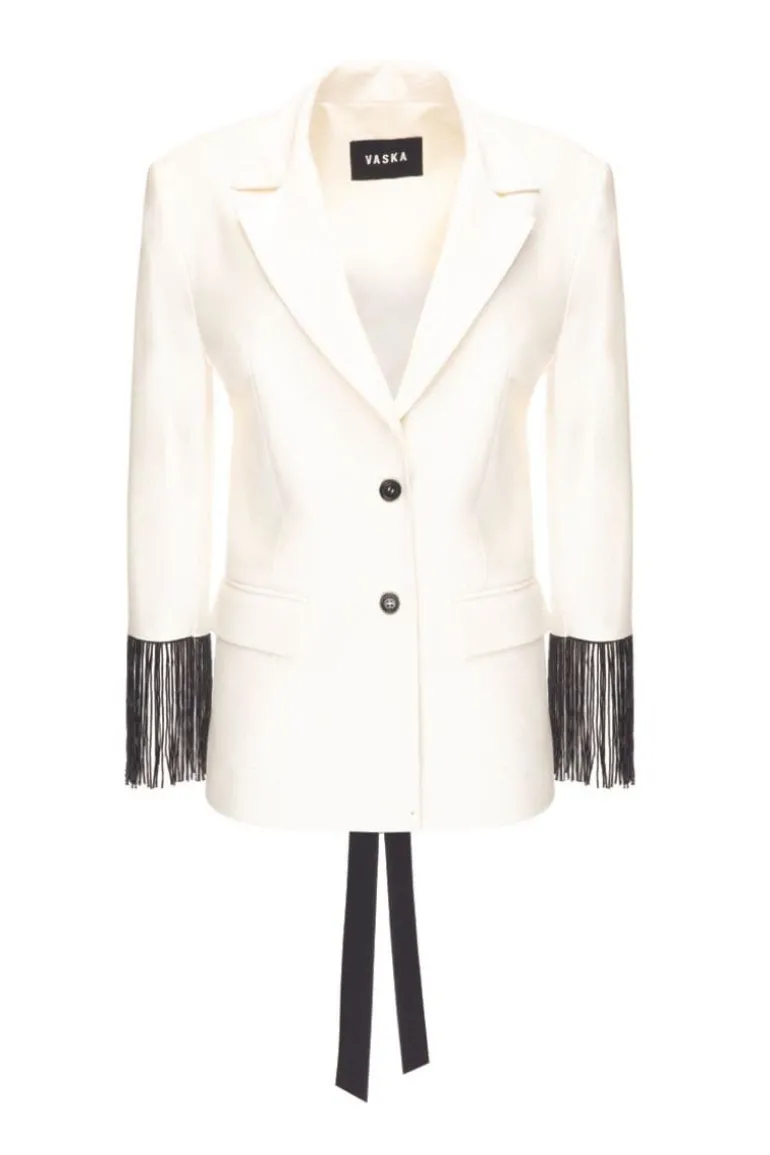 Blazers<CULT MIA JACKET WITH BEADED FRINGE White