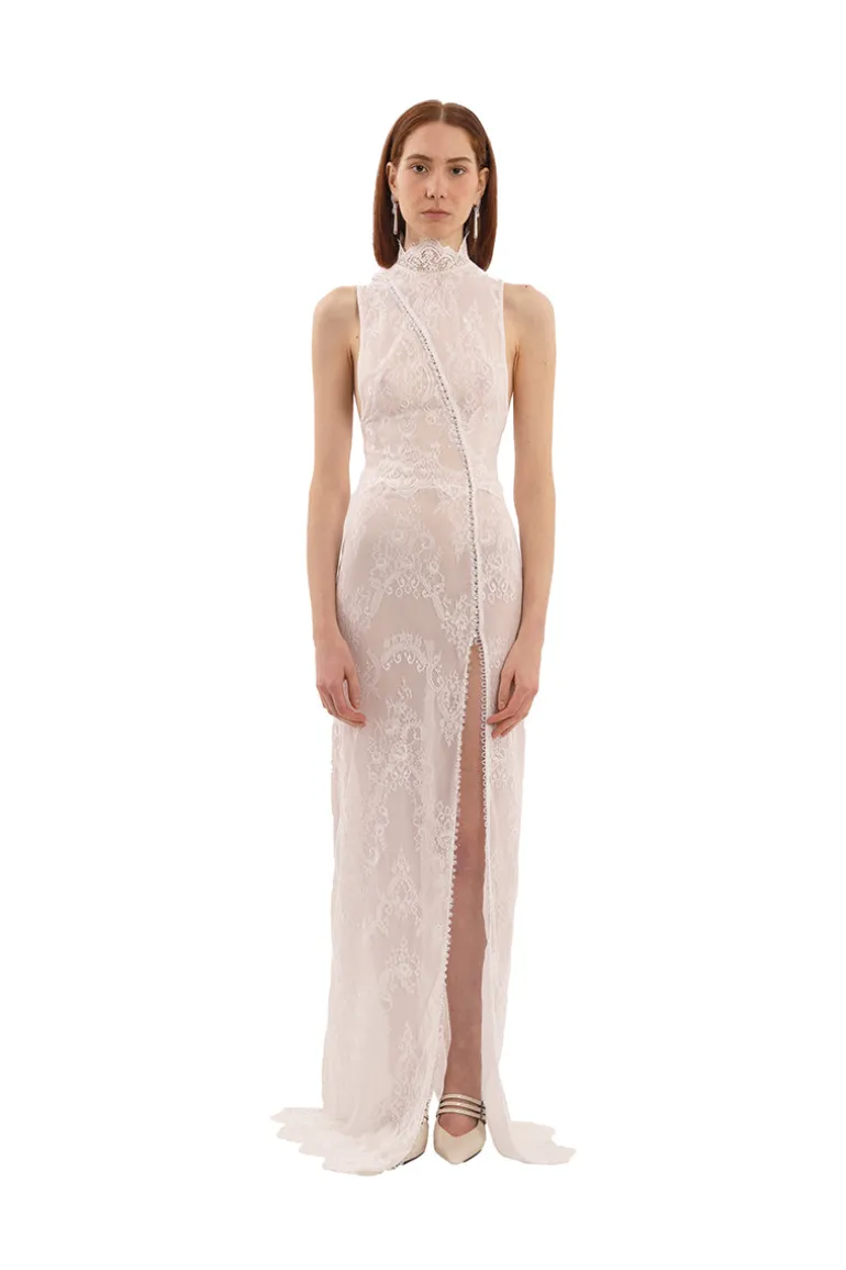 Dresses<CULT MIA LACE BUTTON MAXI DRESS White