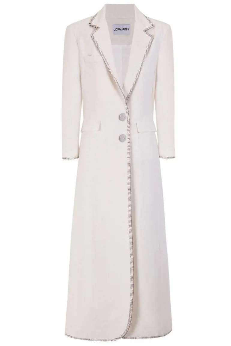 Coats<CULT MIA LONG COAT WITH HAND EMBROIDERY White