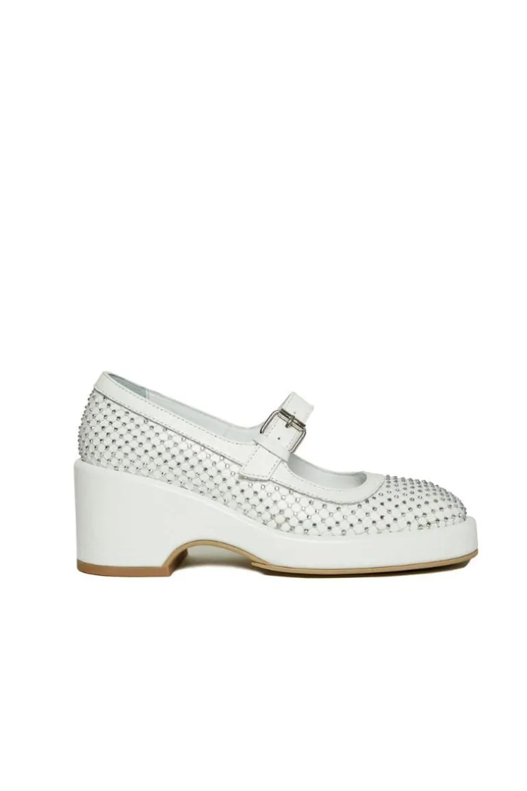 Flats<CULT MIA MARY JANE PLATFORM WITH GEMS White