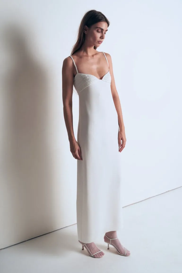 Dresses<CULT MIA MAXI DRESS WITH KNITTED TOP White
