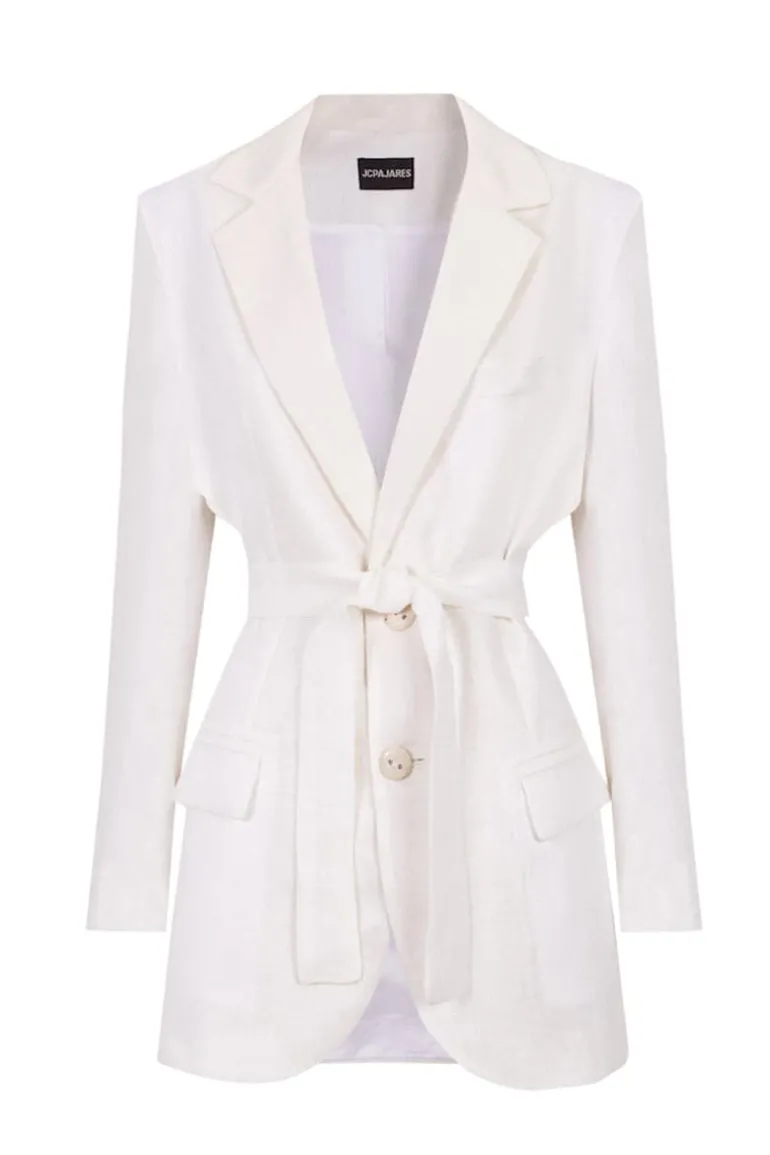 Blazers<CULT MIA ORGANIC LINEN CUT-OUT BLAZER White