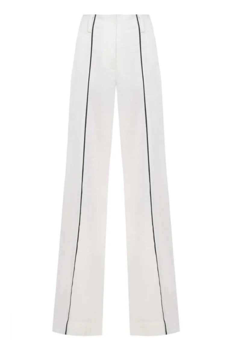 Pants<CULT MIA PANTS WITH BLACK PIPING White