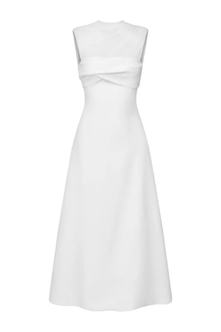 Dresses<CULT MIA PLEATING SHOULDER MAXI DRESS White