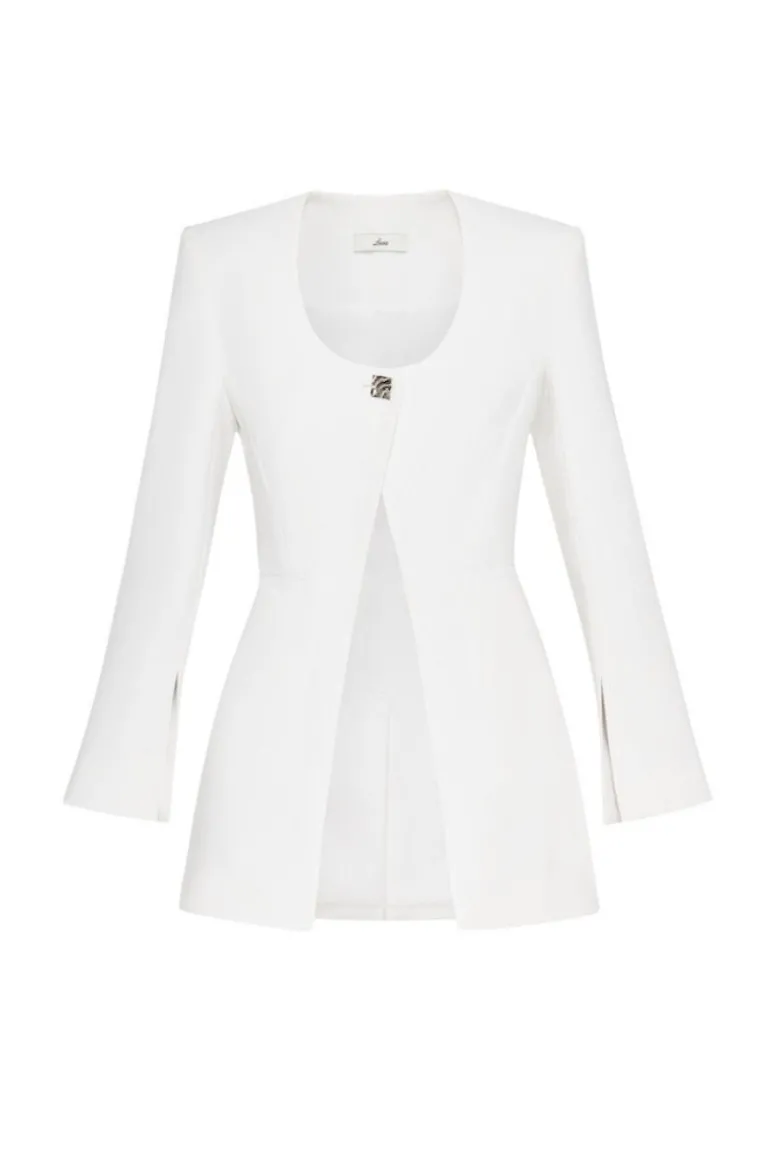 Blazers<CULT MIA PRISTINE SCOOP-NECK BLAZER White