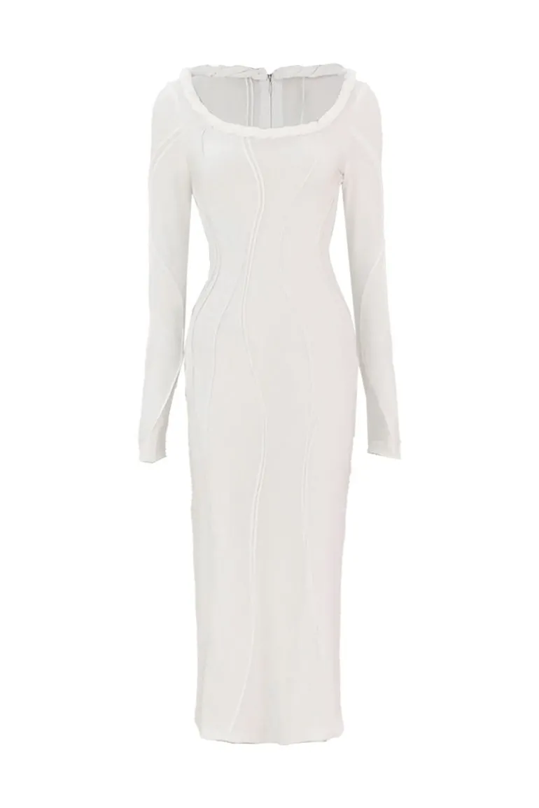 Dresses | Midi Dresses<CULT MIA ROUND NECK MIDI BODYCON DRESS White