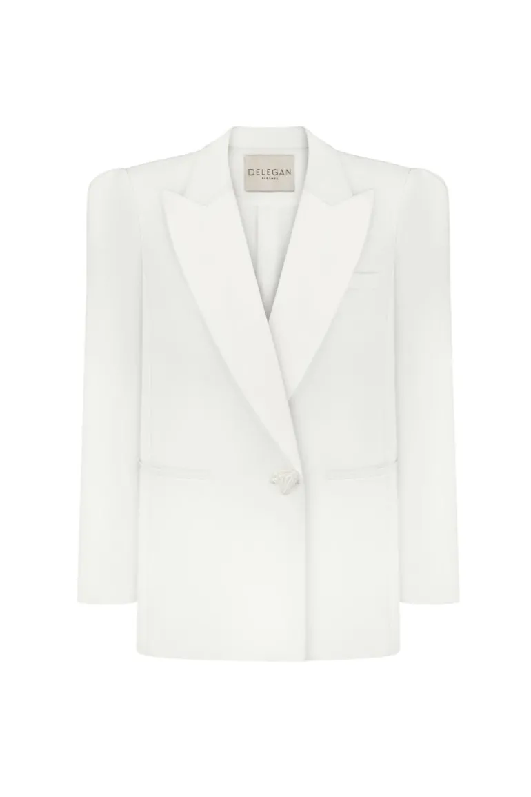 Jackets<CULT MIA SATIN LAPEL JACKET White