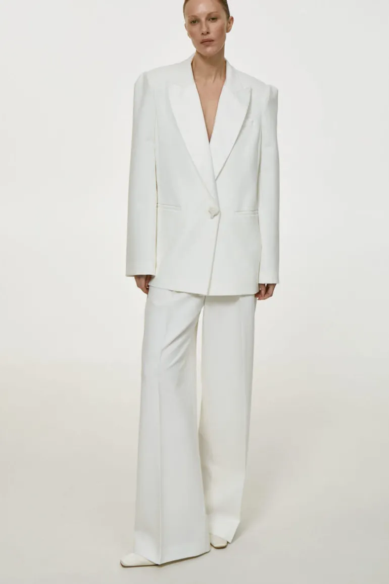 Jackets<CULT MIA SATIN LAPEL JACKET White
