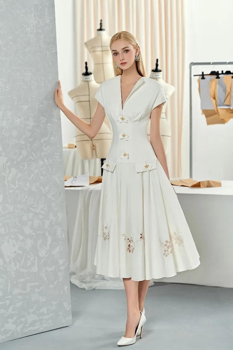 Dresses | Midi Dresses<CULT MIA SLEEVELESS SHIRT AND ORCHID FLARED MIDI DRESS White
