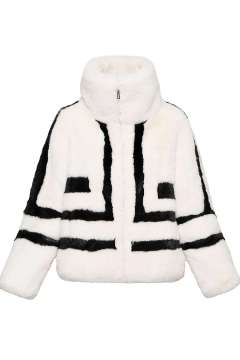 Jackets<CULT MIA WHITE SPORTY FAUX FUR JACKET White/Black