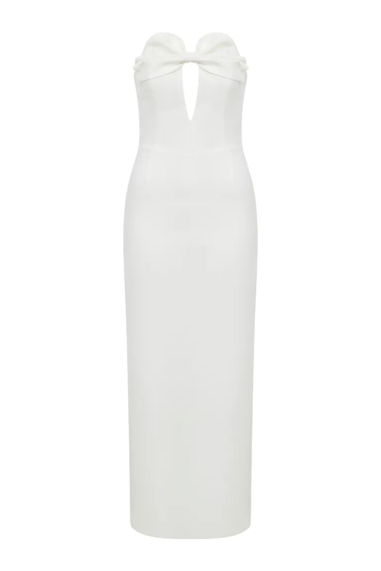 Dresses | Midi Dresses<CULT MIA STRAPLESS CUT-OUT BOW DETAIL MIDI DRESS White