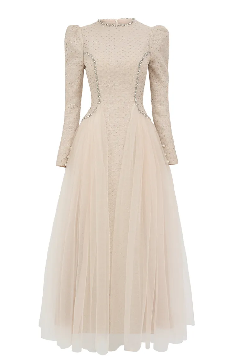 Dresses | Midi Dresses<CULT MIA TWEED A LINE MIDI DRESS IN White