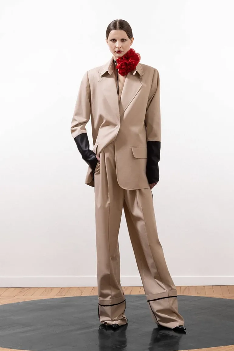 Pants<CULT MIA WIDE LEG BEIGE RIBBON PANTS Neutral