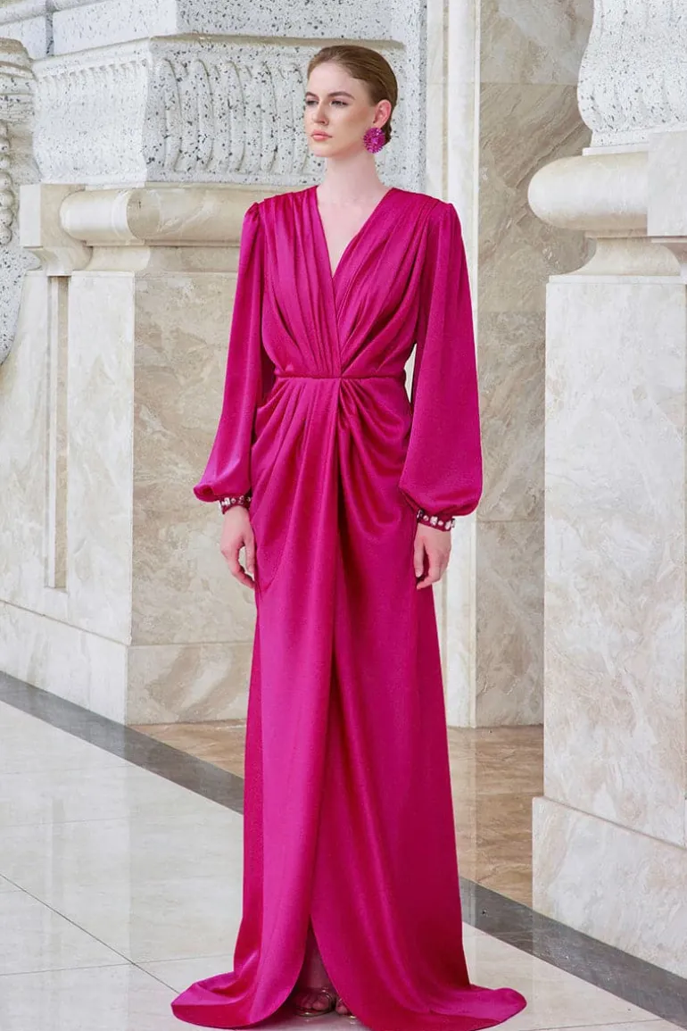 Dresses | Gowns<CULT MIA WRAPPED DRESS WITH WAIST DRAPED DETAIL Pink Peacock